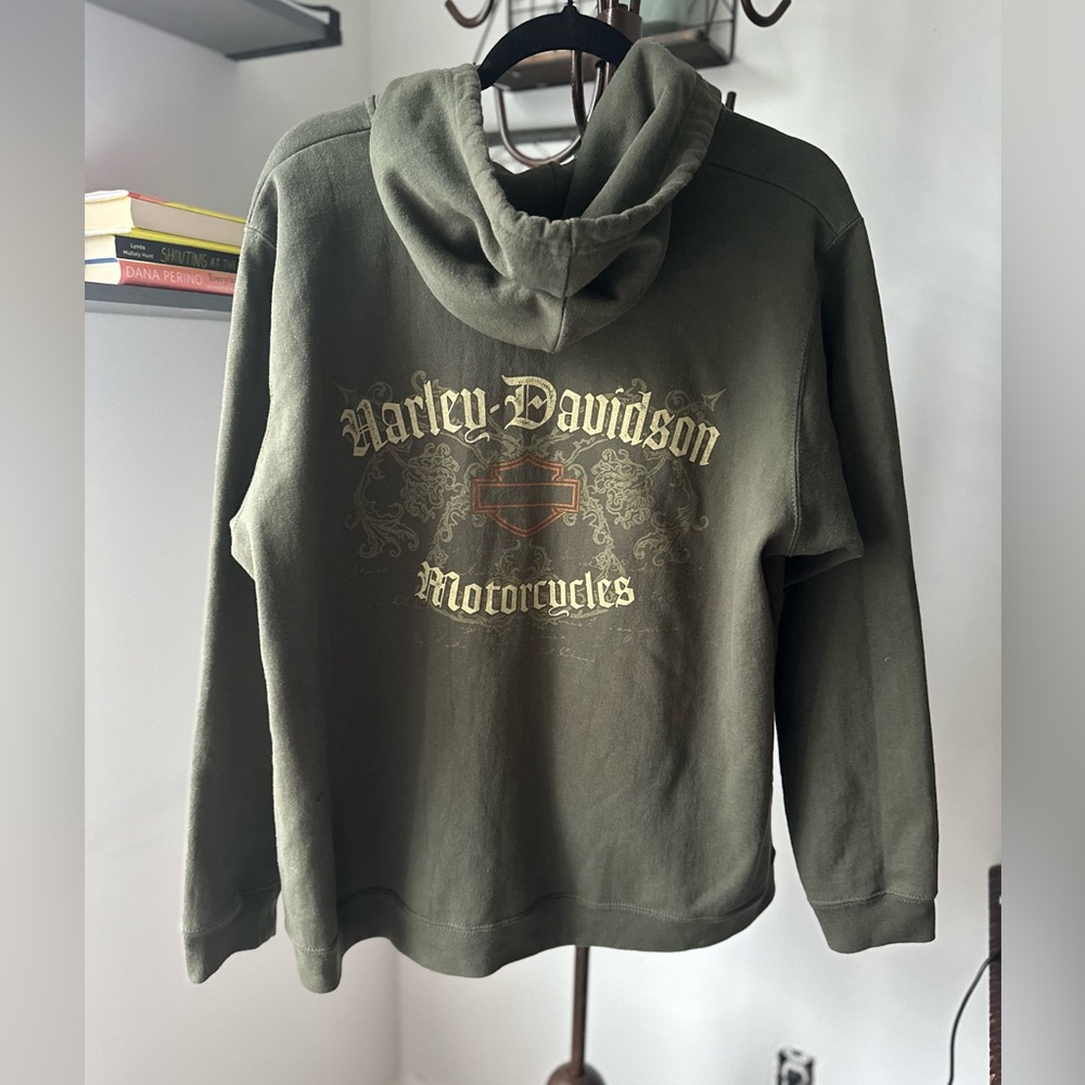 HARLEY DAVIDSON GREEN ZIP UP FLEECED HOODIE UNISEX 2X - Picture 13 of 14